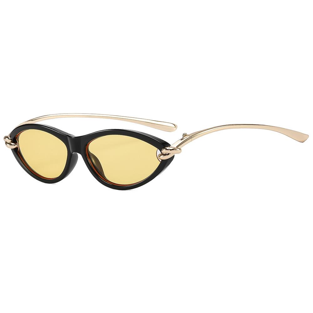 New personalized cat eye metal sunglasses men's and women's light luxury fashion high-end sense rope knot temple outdoor sunscreen sunglasses