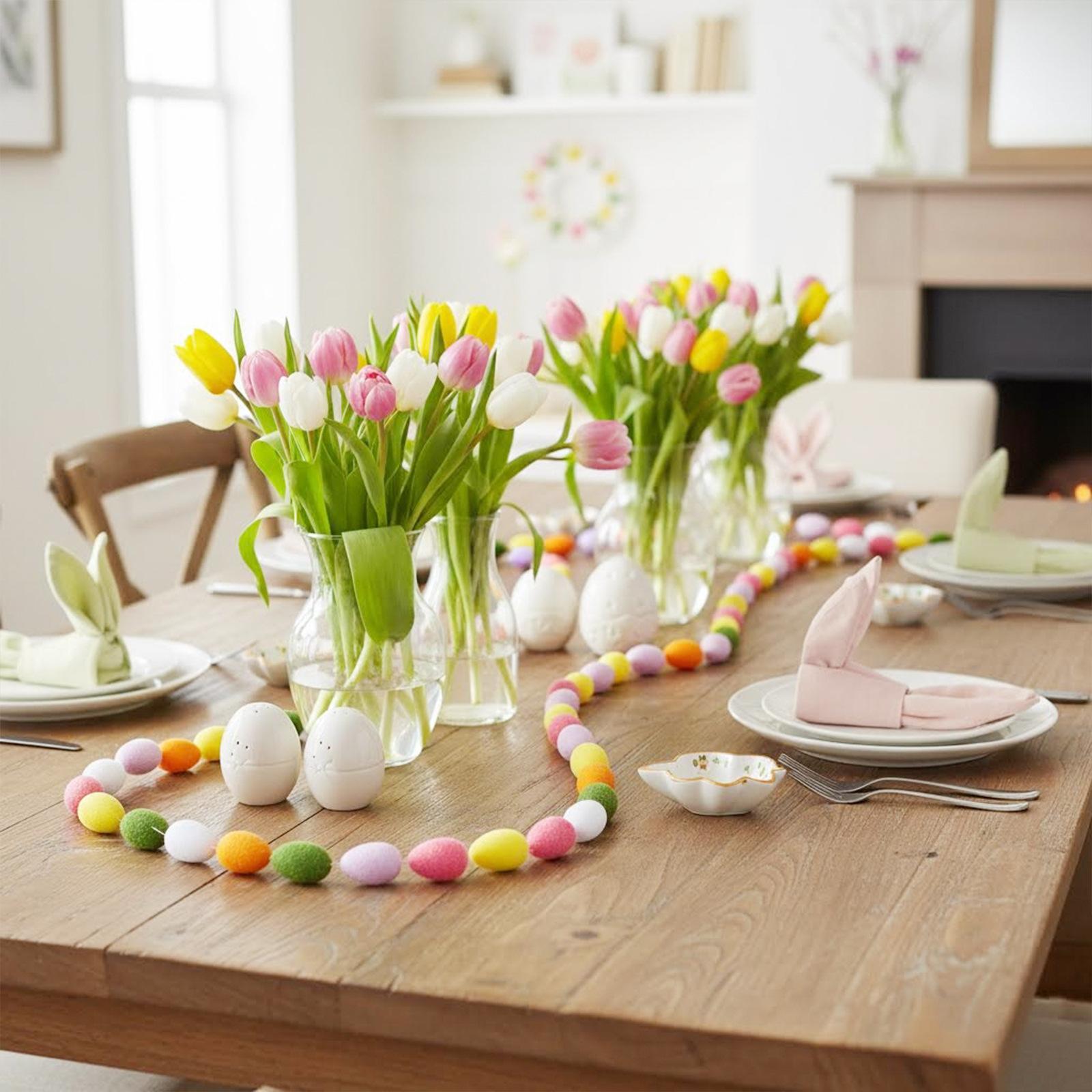 Пасхальная гирлянда из яиц, Реалистичные пернатые яйца, Разноцветные яйца, Праздничные украшения, Елочные игрушки, Украшения для вечеринки One Size