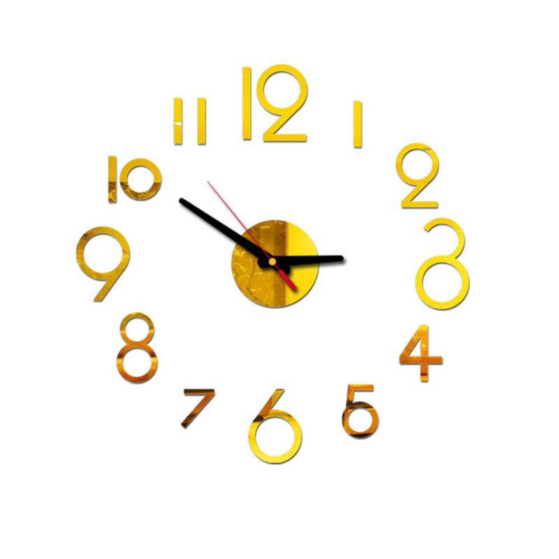 Number Wall Diy Clock 3d Mirror Sticker Modern Home Office Decor Art Decal