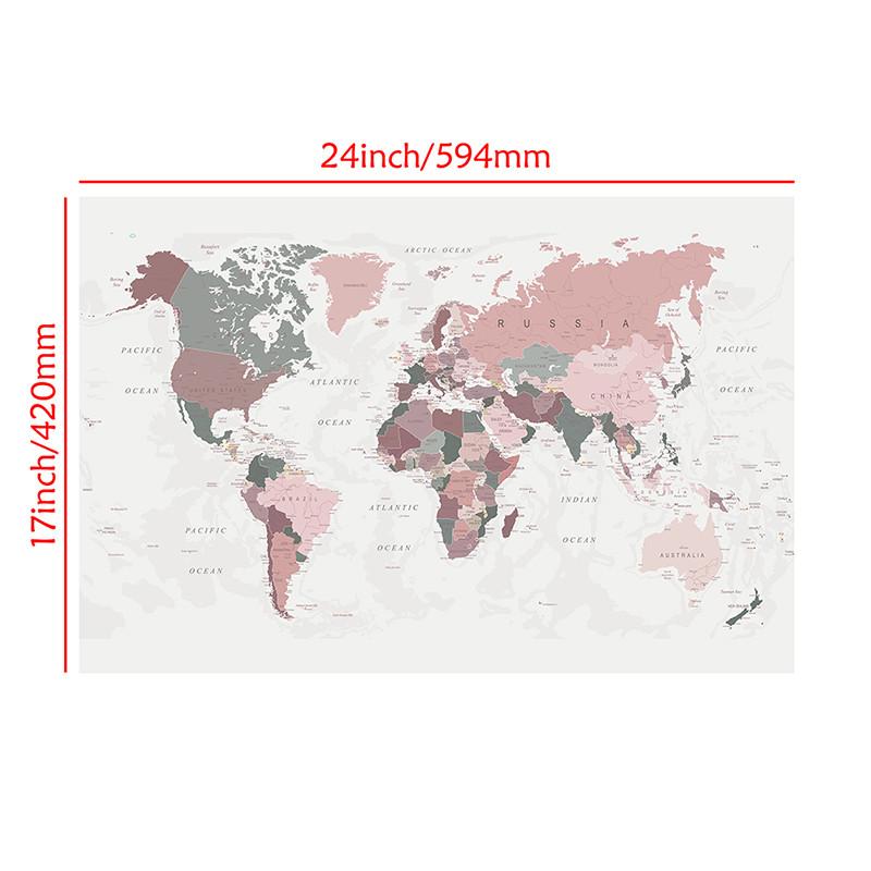 

Карта мира-Политическое деление,Политико-географический настенный декор для гостиной,Домашнего офиса-Современный художественный декор,Принадлежности для путешествий 59*42cm