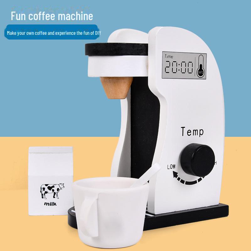 

Деревянные развивающие кухонные игрушки: Детская черно-белая кофемашина для веселых игр