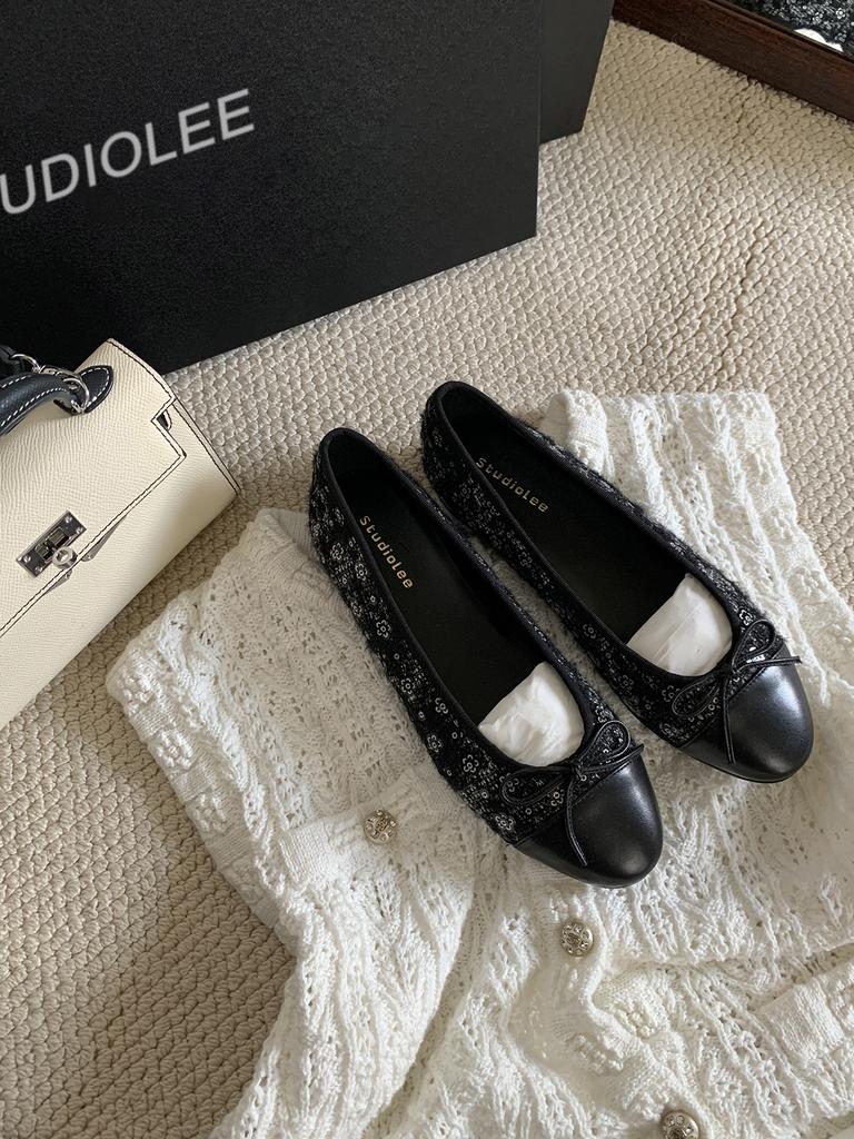 Schafsleder Traubenmutter gleiche klassische Spleißung runde Zehen Ballerinas Schleife niedriger Absatz kleiner duftender Wind leichter Mund einzelne Schuhe