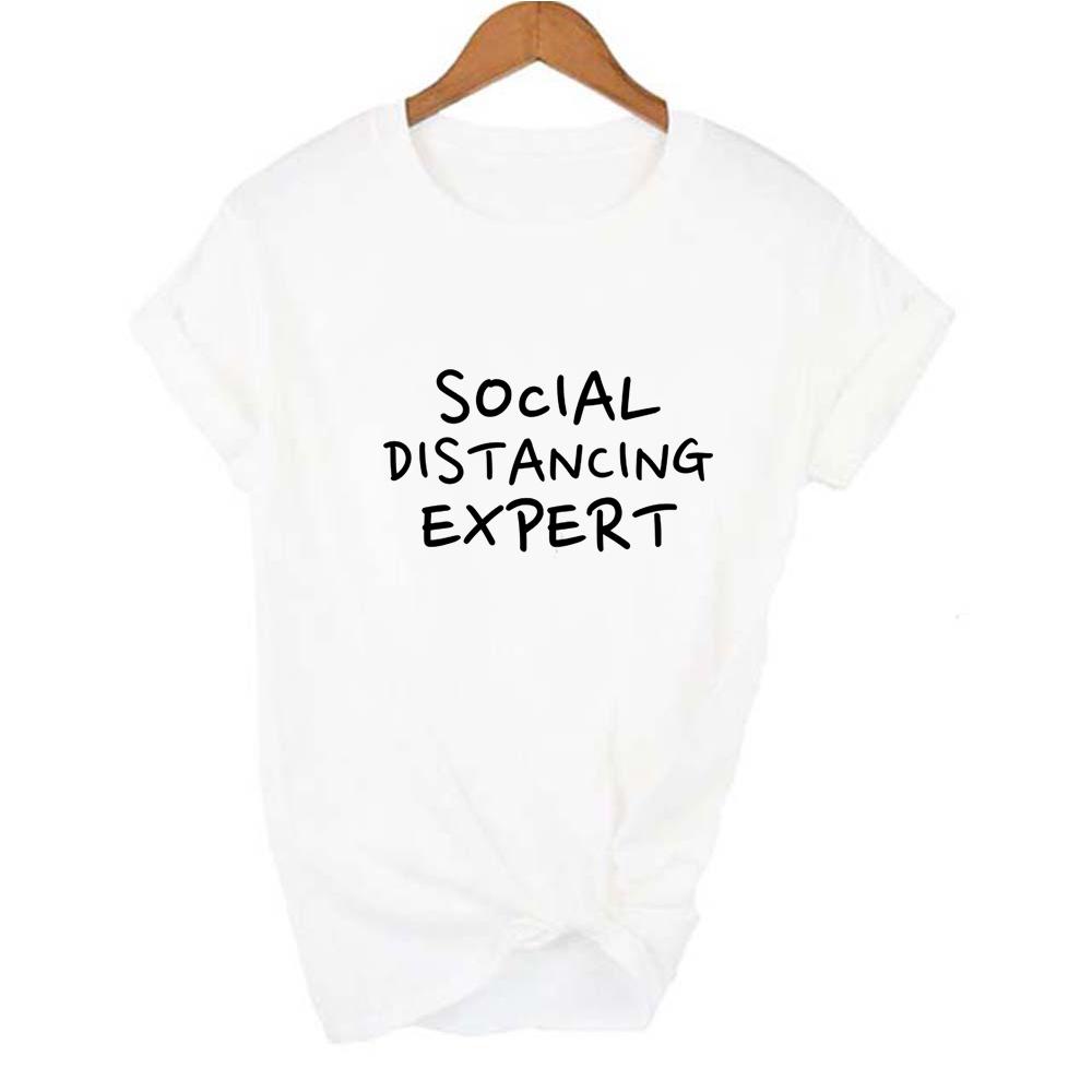 Social Distancing Expert Summer T Shirts Women Clothing Short Sleeve Tshirt Female Casual Harajuku Tops Tees