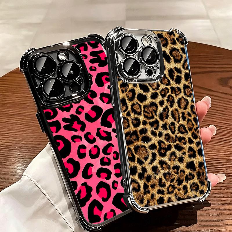 Classic Retro Leopard Print Soft Phone Case For iPhone 15 16 17 Air 14 Pro Max 16E Plus 13 12 Mini Plating Anti-Fall Fundas