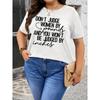 Women Cotton Short Sleeves T-shirts Don't Judge Women By Pounds Women's Tee Bold Statement Graphic Black Top
