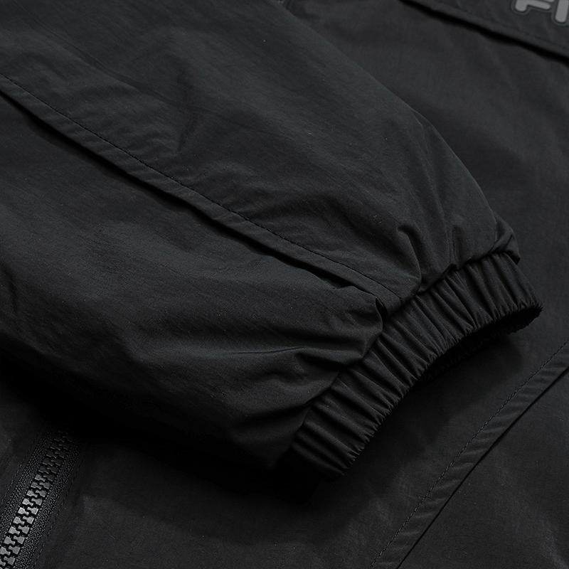 FILA Original Fashion Retro Classic Simple Casual Versatile Comfortable Loose Woven Hooded Cotton Jacket Men jackets Dark-Flow-Black F11M619903FBK