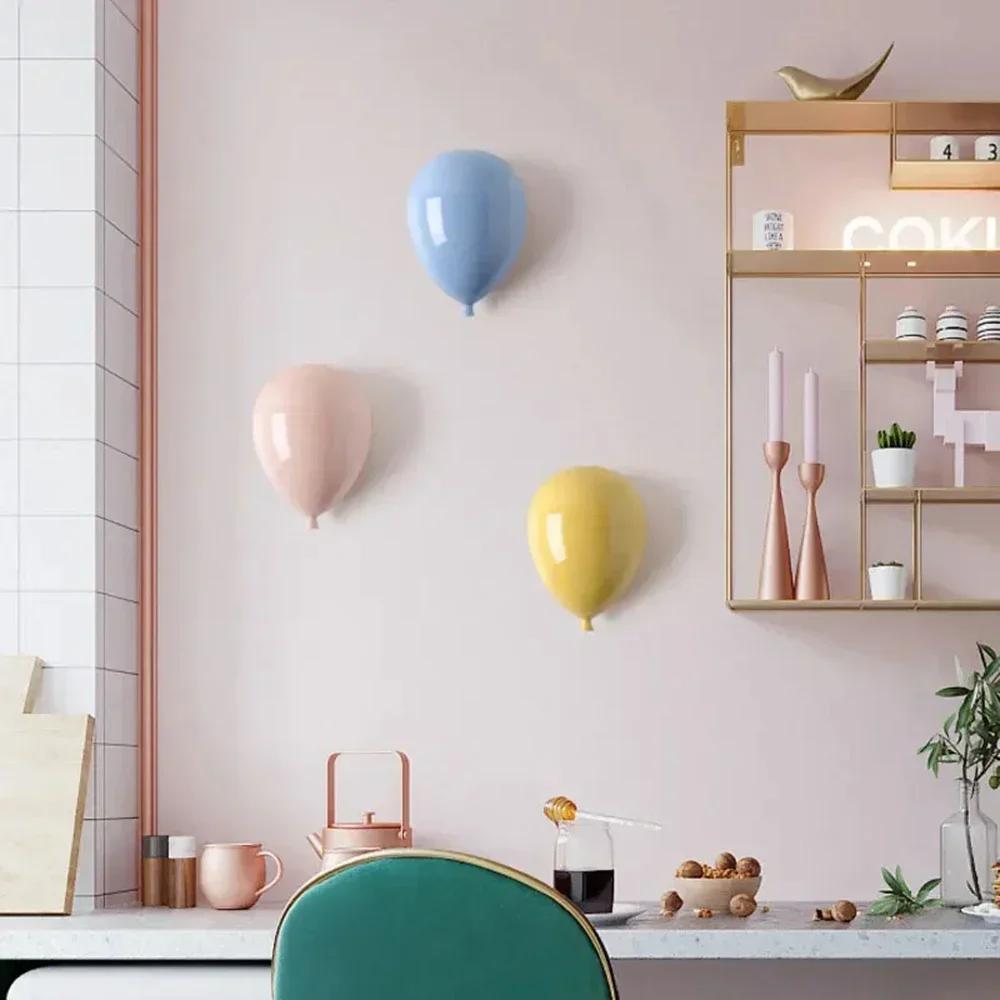 Creative Ceramic Balloon Pendant Sculpture Wall Hanging Ornament Art Home Decor Accessories Children's Room Decoration Gifts