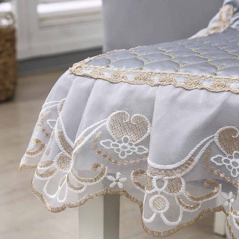 European Style Minimalist Embroidered Dining Table Fabric Mibai Lace Edge Tablecloth Elastic Chair Cover Non Slip Dining Chair Integrated Covers