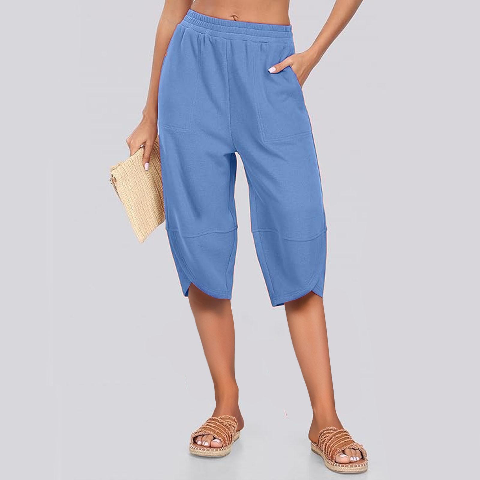 

Женские однотонные повседневные шорты из хлопка и льна с карманами, свободные брюки S