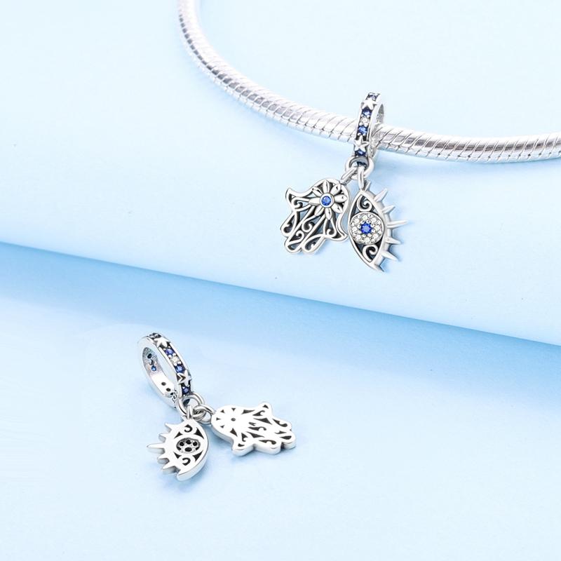 Charms Original Copper Hand Pendant Blue Eyes Beads Fit Bracelet Women Jewelry Diy Fine Gift Accessory