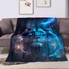 Cosmic Blue Majestic Lion Portrait Patterned Flannel Blanket Perfect for the Bedroom Living Room, Sofa, or a Little Nap