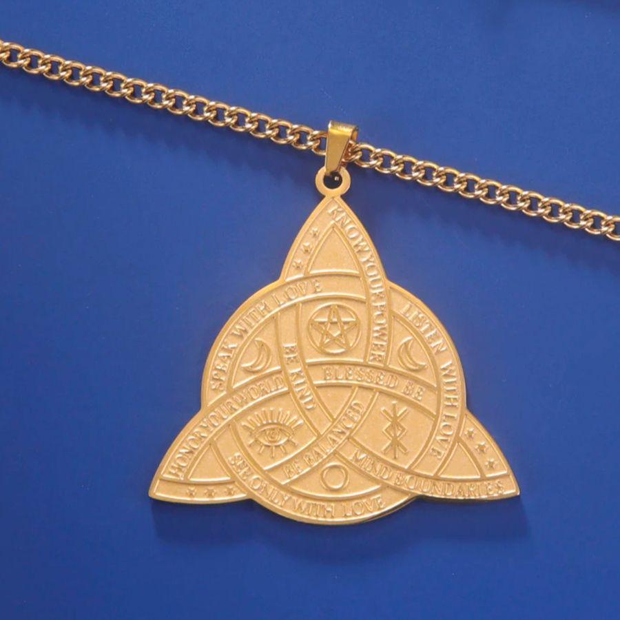 Dawapara Triple Moon Goddess Triquetra Necklace Trinity Knot Pendant Irish Amulet Wiccan Witchcraft Jewelry Stainless Steel