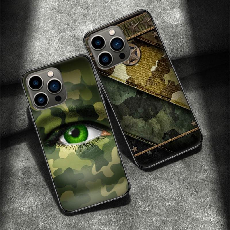 Camouflage Farbe Handyhülle Für Apple Iphone 16 15 Plus Weich 13 12 Mini Hülle 11 14 Pro Max Capa X XS XR 8 7 Schale Coque Silikon