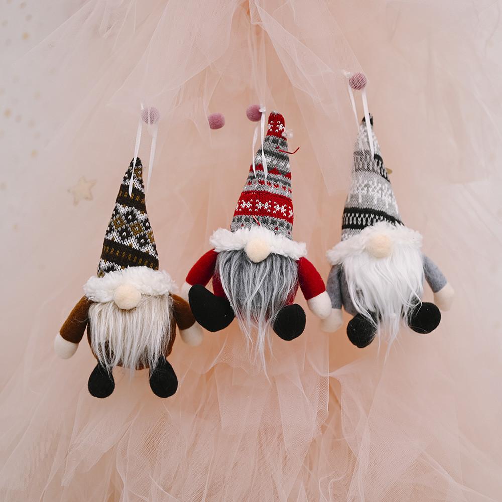 Charming Knitted Hat Forest Old Man Hanging Ornament For Christmas Decoration