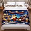 Music General Theme Soft Blanket Personalized Custom Name Text Print Warm Blanket Home Sofa Bedroom Decor