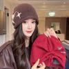 Korean Style Womens Knitted Beanie Hat For Autumn Winter Slimming Rolled Brim Slouchy Hat