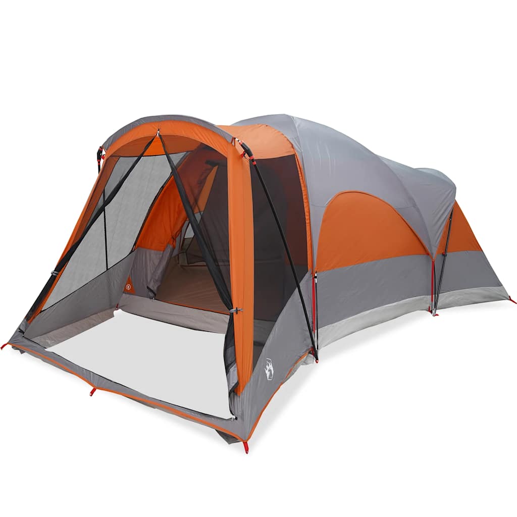 Tunnel Family Tent for 8 Persons Grey and Orange Waterproof
