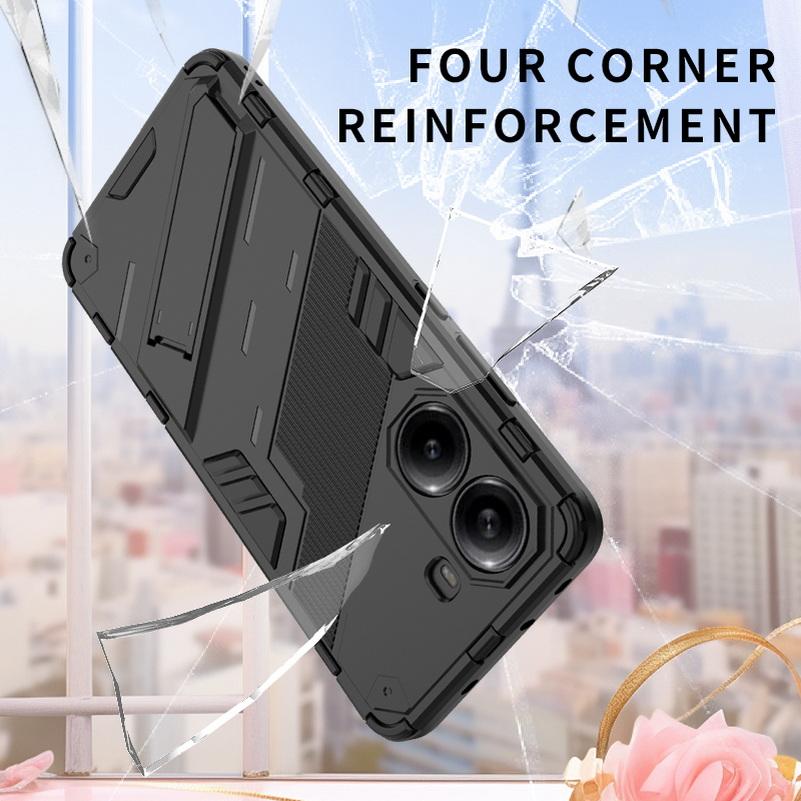 Invisible Integrated Bracket Case for Xiaomi Redmi Turbo 4 3 Redmi 14C 13 13C 12 12C Redmi A4 A3 A2 A1 KickStand Protect Cover