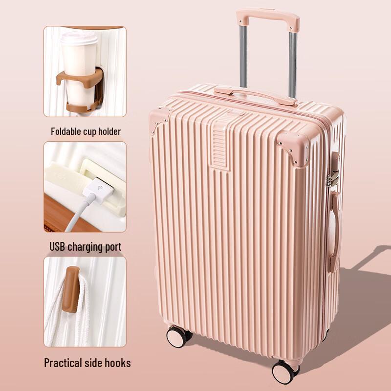 JOURHEY SHI Lightweight Rolling Suitcase with USB Cup Holder