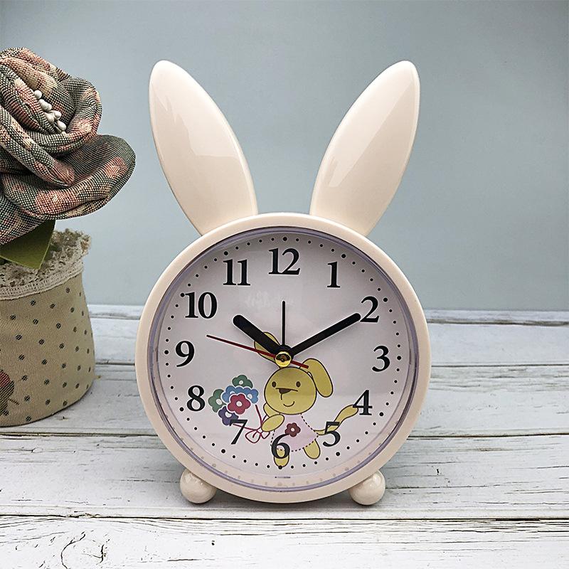 Small Alarm Clock Creative Clock Alarm Clock Cute Rabbit Bedside Cute Children Cartoon Silent Clock Student Simple