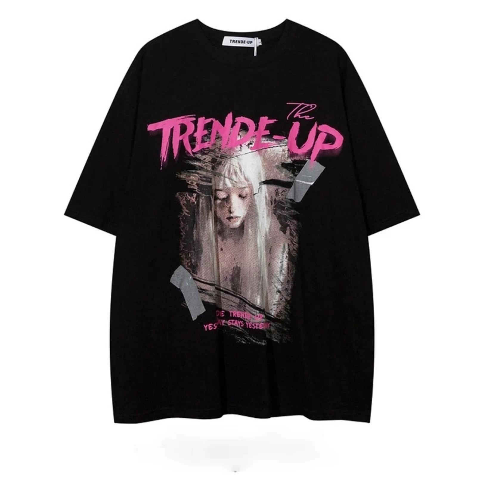 2024 men and women hip hop couple T-shirt short-sleeved tops high street hip hop style summer novelty S