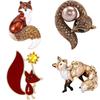 Rhinestone Fox Brooches for Women Unisex Cute Cartoon Animal Pins Banquet Party Backpack Gifts Jewelry Accessories