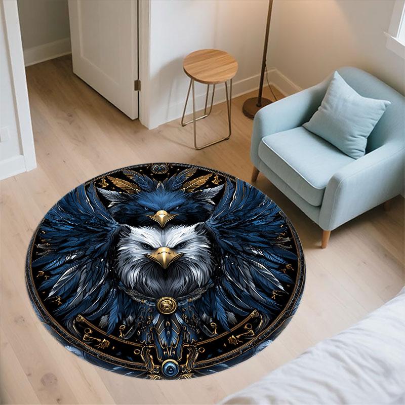 Eagle pattern round rug,Carpet Rug for Living Room Bedroom Playroom ,Non-slip Floor Mat,Holiday Gifts and Birthday Gifts.