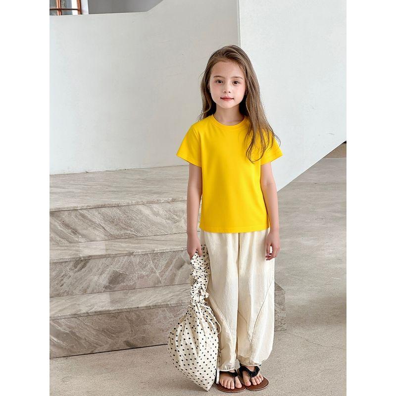 Brand Children's Clothing Summer 2026 Model Children's Pure Cotton Short-Sleeve T-Shirt Promotional Clothing Unisex Solid Color Base Shirt