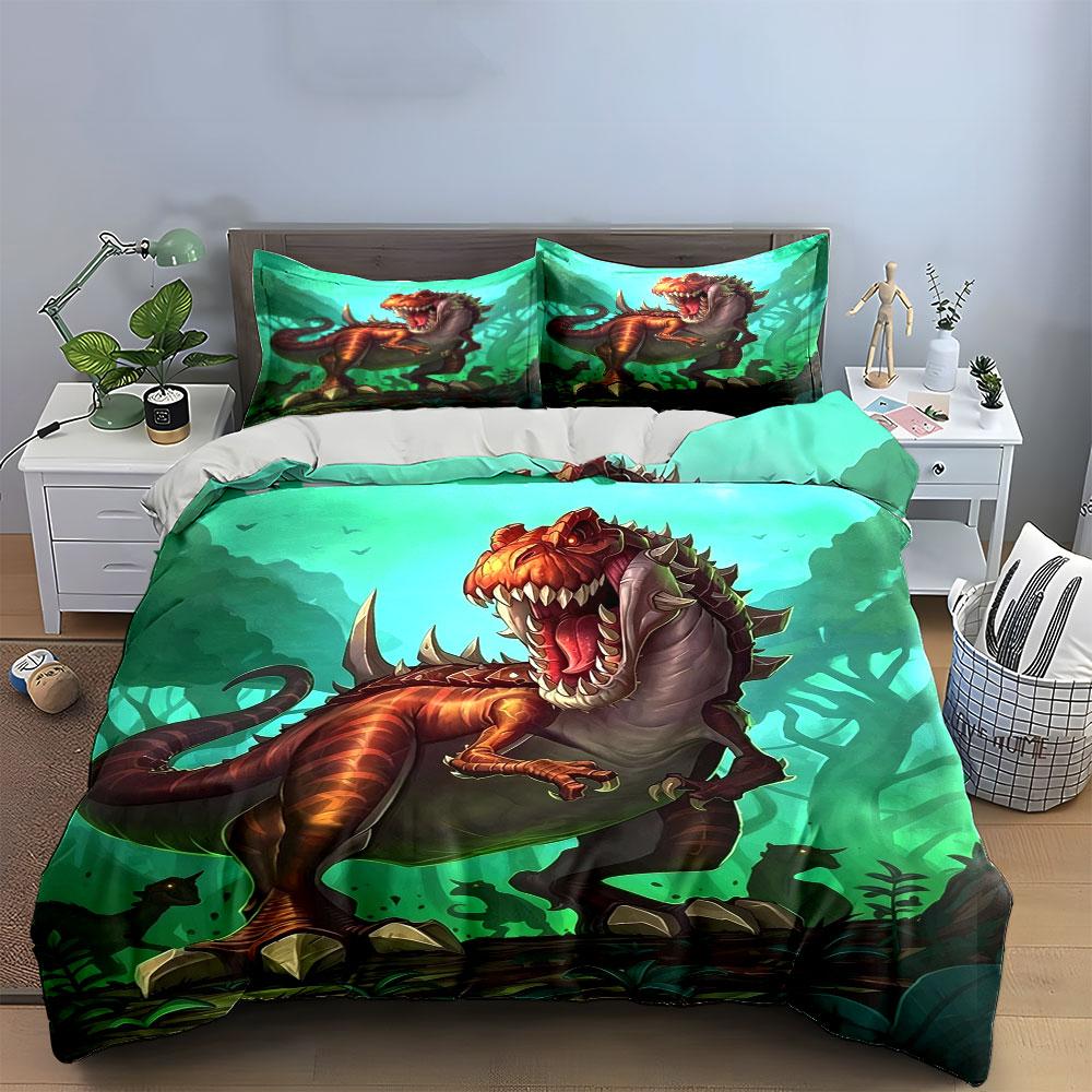 Dinosaur Themed Decoration Set Multiple Sizes Kid'S And Adults' Bedroom Exquisite 3Pc Bedding Set, Gift