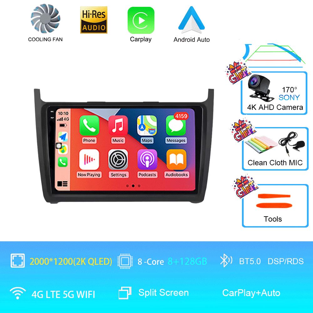 Car Radio 2Din Android 14 Stereo For Volkswagen VW Polo Sedan 2008 -2015 GPS Navigation Multimedia Mirror L-ink BT WIFI QLED DSP