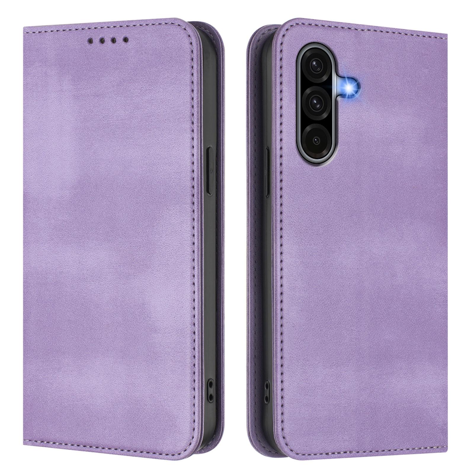 

For Samsung Galaxy A36 5G Wallet Cases Retro Texture RFID Blocking Leather Phone Cover Light Purple