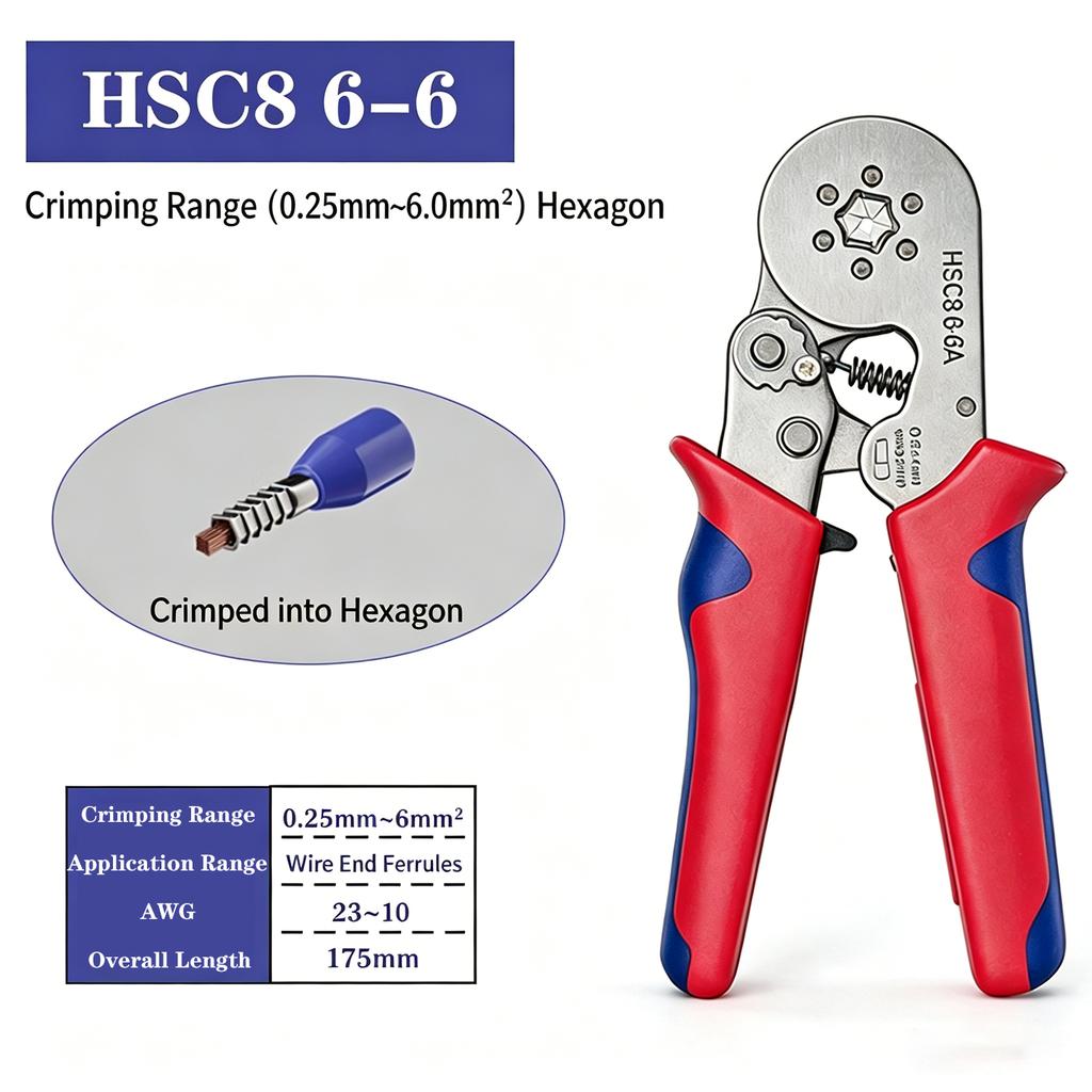 Tubular Terminal Ferrule Crimping Pliers-Carbon Steel Manual Crimping Tool for Electricians Wire Crimper