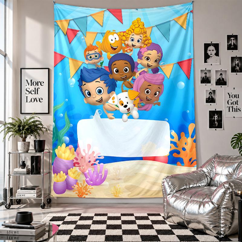 Wall TapestryBubble Guppy Art Hanging Cloth Decorative Background Cover for Room Decoration