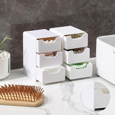 1ks minizásuvkový organizér s 3 zásuvkami Multifunkčný úložný box na kancelárske potreby, make-up, šperky a základné potreby do kúpeľne