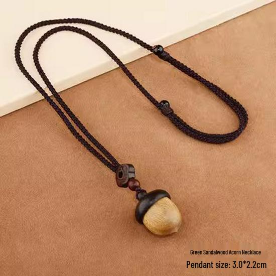 Ethnic Sandalwood Apple Pendant Necklace, Long Wooden Accessory for Women & Men, Openable Sweater Chain
