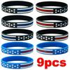 3/6/9 Pack American Prayer Justice Freedom Silicone Wristbands for Men Women, USA Flag Inspirational Rubber Bracelets