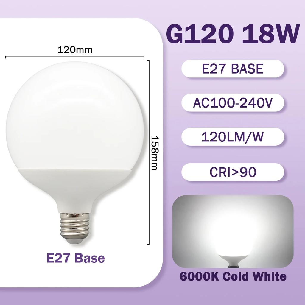 G80 G95 G120 LED-Lampe E27 10W 15W 18W 120LM/W AC 220V 127V CRI90 Energiesparende Global Light Lampada Ampullenlampe Eitelkeitslampen