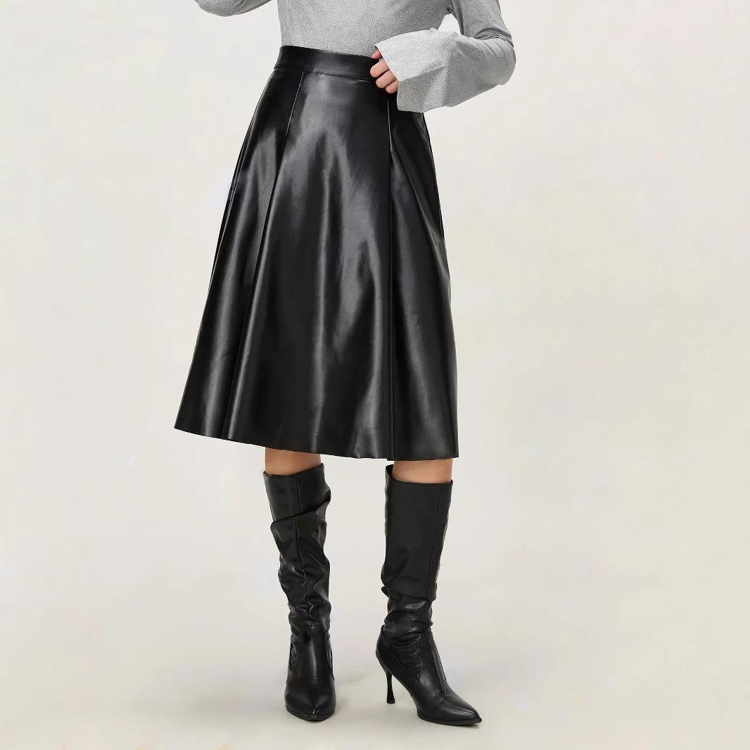 

INS New Women s Retro PU Large Swing Skirt - Casual European & US Style Extra Large