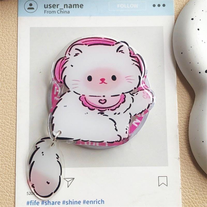 Korean Cute Kitten Puppy For Magsafe Magnetic Phone Grip Tok Griptok Stand For iPhone 16 Wireless Charging Case Ring Holder