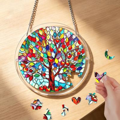 Acrylic Puzzle Suncatcher Window Hanging Ornament 83 Pcs Puzzles Sun Catcher Garden Decoration Gifts for Women Men Mom