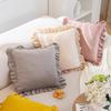 Ruffled Velvet Sofa & Bedside Cushion - Washable with Filling