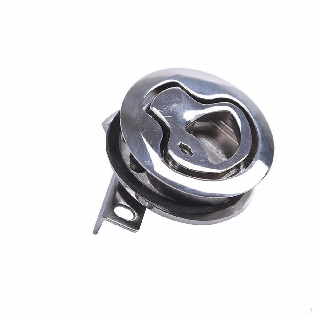 Flush Mount Lock with Pull 316 Stainless Steel, Polished Metal Face, Deck Latch Keyhole,