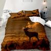 2/3Pcs Deer Pattern Print Bedding Set - Vibrant Sunset Meadow Design For Boys' & Girls' Bedroom Decor, All-Season Use