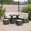 VidaXL 8-Piece Garden Sofa Set with Cushions Black Poly Rattan Acacia 3362525