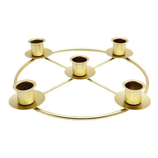 Yousheng Advent Wreath Candle Holder Christmas Candle Ring Stand for 4/5 Taper Candles Gold Metal Advent Wreath Ring for Christmas Holiday Home Party