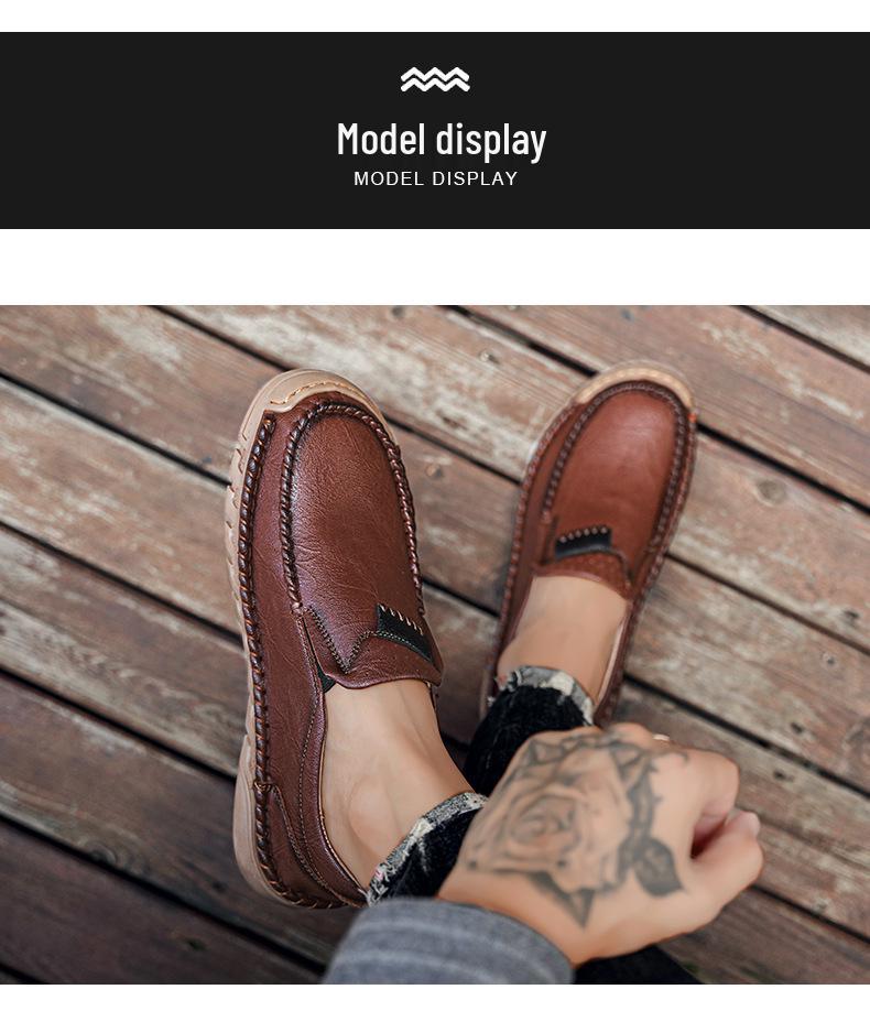 Men's Fall Leather Slip-On Loafers - Large Size Casual Driving Shoes