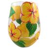 [P9236] - Handcrafted Wine Glass 'Hibiscus' Yellow Green - 12.5x7 Cm