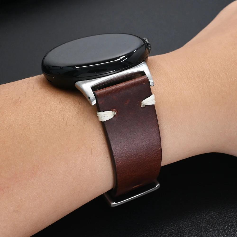 Leren Riem voor Google Pixel Watch 3 45mm Heren Polsband Vervangende Accessoires Band voor Google Pixel Watch 3 2 1 41mm Armband