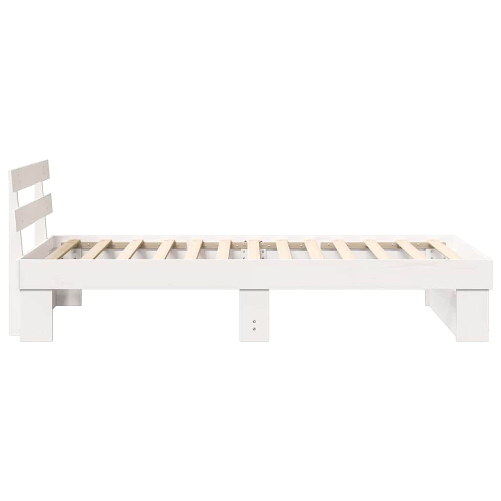 White Bed Frame with Headboard 75 x 190 cm Solid Pine Wood