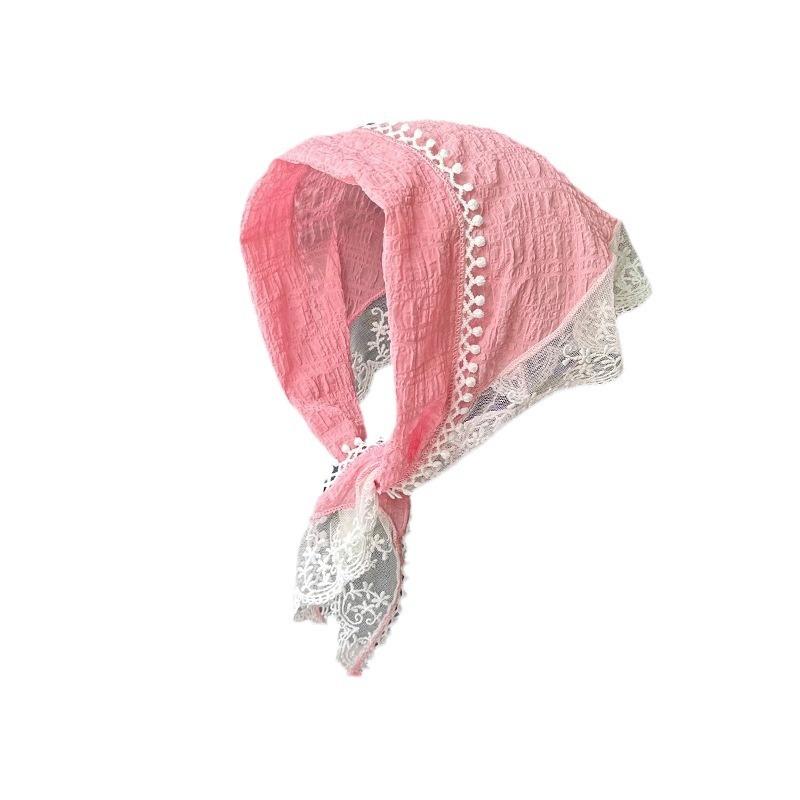 Headscarf Female Bag Head Triangle Seaside Photo Headscarf Headscarf Xinjiang Travel Wear Headscarf White Lace